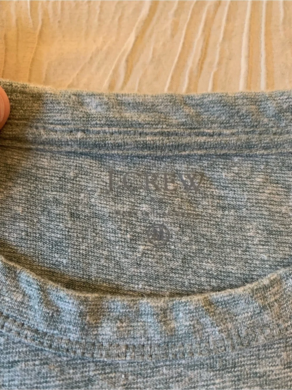 J. Crew Blue/Seafoam Green Lightweight Linen Blend Short Sleeve T-Shirt, size M